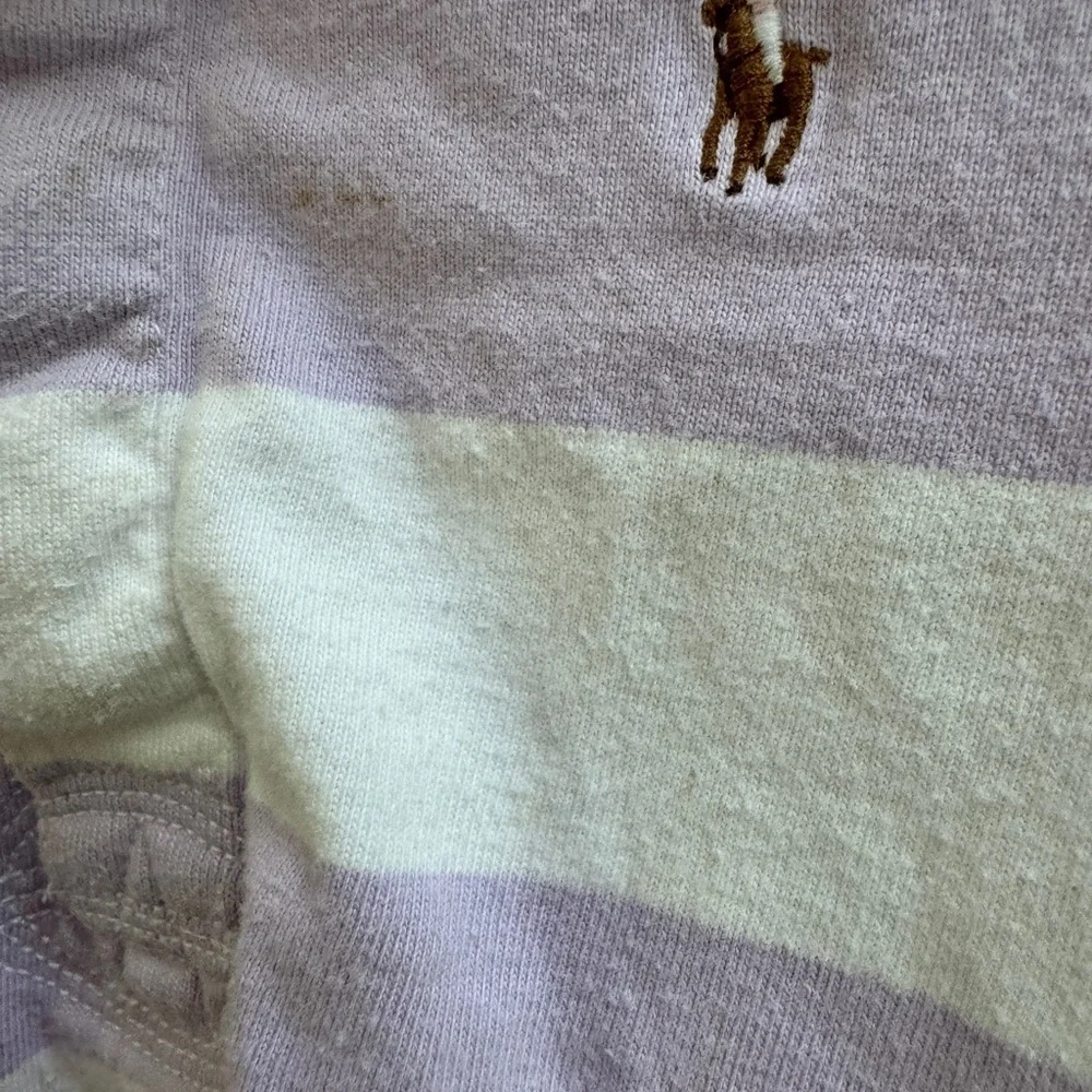 Ralph Lauren 24M Girls Purple & White Stripe Short Sleeve Collar Dress